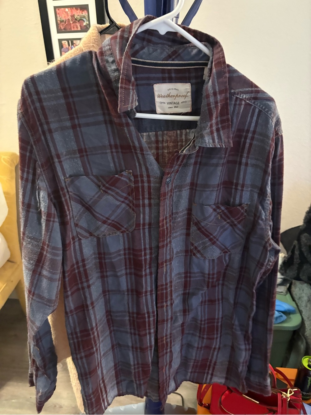 Weatherproof Gray & Burgundy Plaid Button-Down Shirt